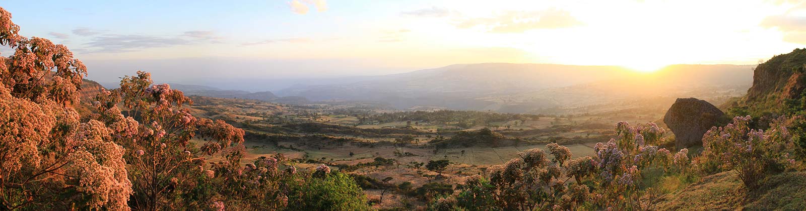 Sonnenuntergang im Washa Catchment in Äthiopien